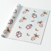 Winter Kerstmis 1e Verjaardagsfeest Cadeaupapier (Uitgerold)