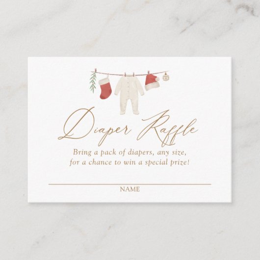 Winter Kerstmis Baby Kleding Luier Raffle Ticket Informatiekaartje (Voorkant)