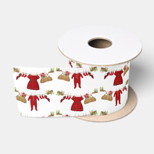 Winter Kerstmis Baby Meisje Jongen Waslijn Satijnen Lint