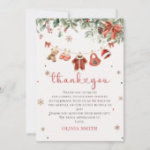 Winter Kerstmis Baby Shower Bedankkaart (Voorkant)
