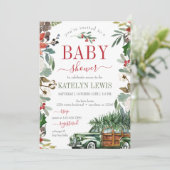 Winter Kerstmis Baby shower uitnodiging (Staand voorkant)