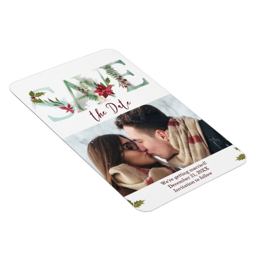 Winter Kerstmis Bewaar de datum Foto Magneet (Rechterzijde)