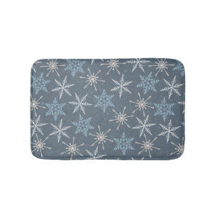 Winter Kerstmis Blauwe Sneeuwvlokken Patroon Badmat