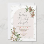 Winter Kerstmis Bloemen Koud Buiten Baby shower Kaart (Voorkant)