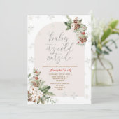 Winter Kerstmis Bloemen Koud Buiten Baby shower Kaart (Staand voorkant)
