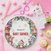 Winter Kerstmis Bos Dieren Baby shower Papieren Bordje (Feest)