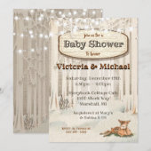 Winter Kerstmis Bosland Herten Baby Shower Kaart (Voorkant / Achterkant)