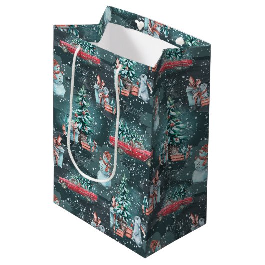 Winter Kerstmis Cozy Medium Cadeauzakje (Voorkant Gekanteld)