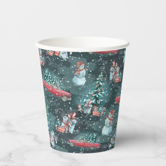 Winter Kerstmis Cozy Papieren Bekers (Voorkant)