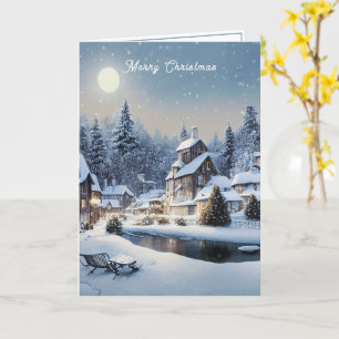 Winter Kerstmis Dag Landelijk Dorp Kaart
