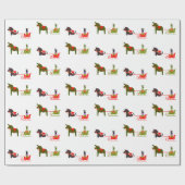 Winter Kerstmis Dala Horse Sleigh Ride Cadeaupapier (Vlak)