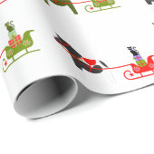 Winter Kerstmis Dala Horse Sleigh Ride Cadeaupapier (Rol Hoek)