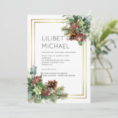 Winter Kerstmis December - Uitnodiging voor bruilo (Staand voorkant)