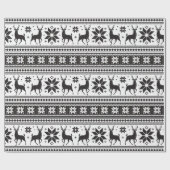 Winter Kerstmis Deer Black Snowflake Patroon Cadeaupapier (Vlak)