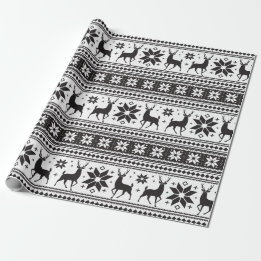 Winter Kerstmis Deer Black Snowflake Patroon Cadeaupapier