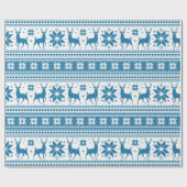 Winter Kerstmis Deer Blue Snowflake Patroon Cadeaupapier (Vlak)