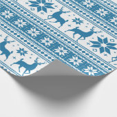Winter Kerstmis Deer Blue Snowflake Patroon Cadeaupapier (Hoek)