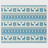 Winter Kerstmis Deer Blue Snowflake Patroon Cadeaupapier (Vlak)