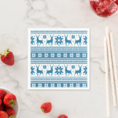 Winter Kerstmis Deer Blue Snowflake Patroon Servet (Insitu)