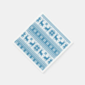 Winter Kerstmis Deer Blue Snowflake Patroon Servet (Hoek)