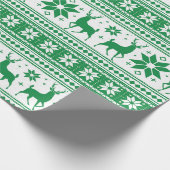 Winter Kerstmis Deer Green Snowflake Patroon Cadeaupapier (Hoek)