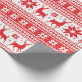 Winter Kerstmis Deer Red Snowflake Patroon Cadeaupapier (Hoek)