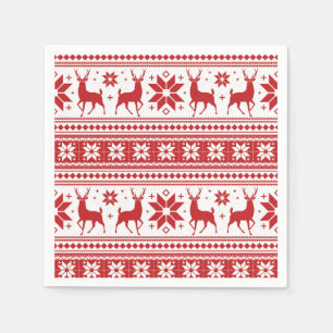 Winter Kerstmis Deer Red Snowflake Patroon Servet