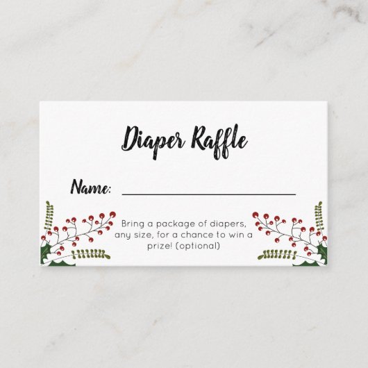 Winter Kerstmis Diaper Raffle Informatiekaartje (Voorkant)