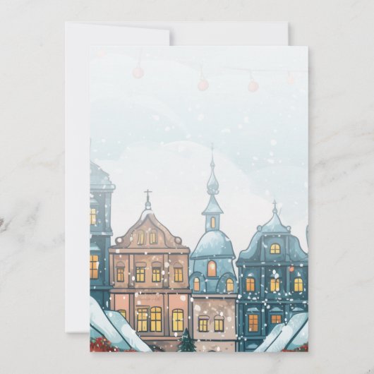 Winter Kerstmis dorp verjaardag Kaart (Achterkant)