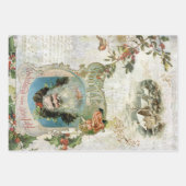 winter Kerstmis Ephemera Collage Inpakpapier Vel (Voorkant 2)