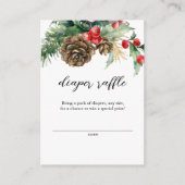 Winter Kerstmis Evergreen Luier Raffle Informatiekaartje (Voorkant)