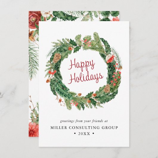 Winter Kerstmis Feestdagenkaart (Voorkant / Achterkant)