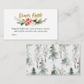 Winter Kerstmis Floral Diaper Raffle Informatiekaartje (Voorkant / Achterkant)