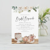 Winter Kerstmis Floral Greenery Bridal Brunch Kaart (Staand voorkant)