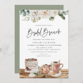 Winter Kerstmis Floral Greenery Bridal Brunch Kaart (Voorkant / Achterkant)