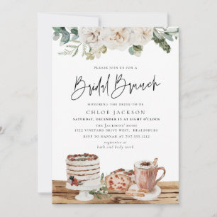 Winter Kerstmis Floral Greenery Bridal Brunch Kaart