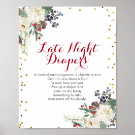 Winter Kerstmis Floral late avond doapers Poster