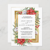 Winter Kerstmis Floral Poinsettia Gold Wedding (Voorkant / Achterkant)