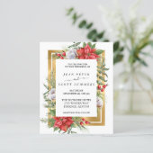 Winter Kerstmis Floral Poinsettia Gold Wedding (Staand voorkant)