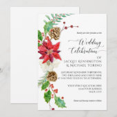 Winter Kerstmis Floral Red Gold Poinsettia Holly Kaart (Voorkant / Achterkant)