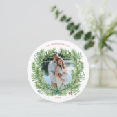 Winter Kerstmis foto Feestdagenkaart (Staand voorkant)