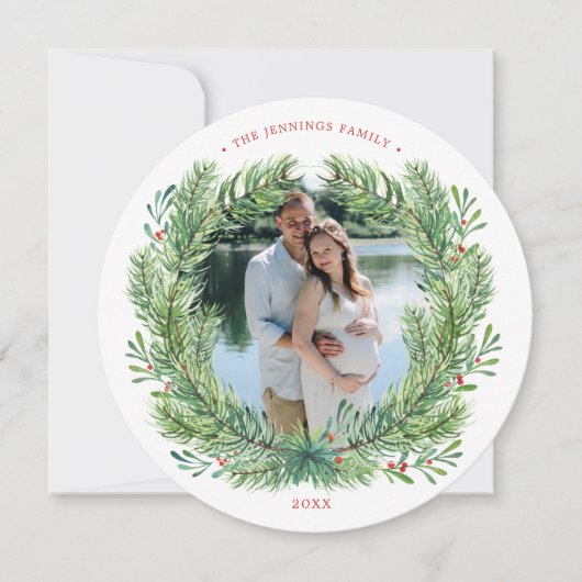 Winter Kerstmis foto Feestdagenkaart (Voorkant)