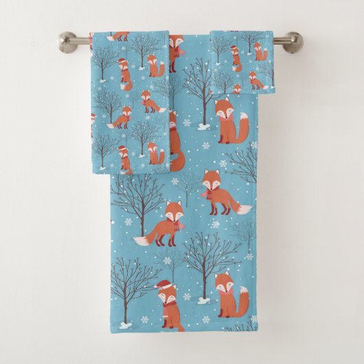 Winter Kerstmis Fox Bad Handdoek (Insitu)