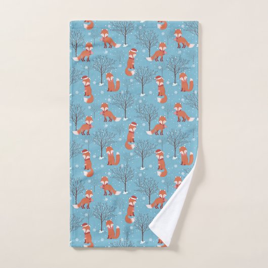 Winter Kerstmis Fox Bad Handdoek (Handdoek)