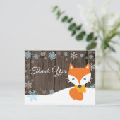 Winter Kerstmis Fox Blue Hartelijk dank Bedankkaart (Staand voorkant)