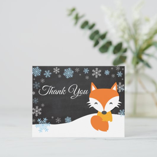 Winter Kerstmis Fox Blue Hartelijk dank Bedankkaart (Staand voorkant)