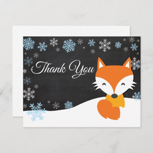 Winter Kerstmis Fox Blue Hartelijk dank Bedankkaart (Voorkant / Achterkant)