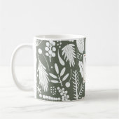 Winter Kerstmis gebladerte familie monogram groen Koffiemok (Links)