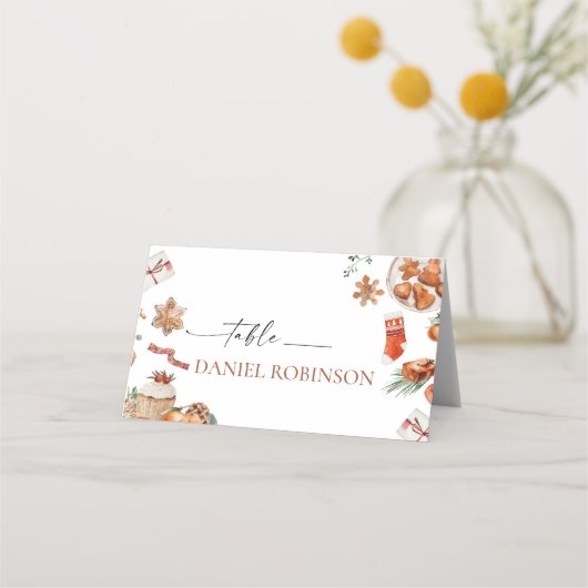 Winter Kerstmis Gevouwen Plaats Kaart Plaatskaartje (Voorkant)