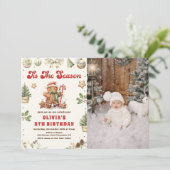 Winter Kerstmis Gingerbread Cookie Verjaardag Foto Kaart (Staand voorkant)